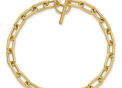 14K Polished Fancy Oval Cable Link 7. Toggle Necklace