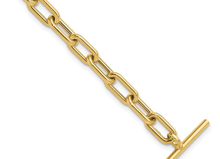14K Polished Fancy Oval Cable Link 7. Toggle Necklace
