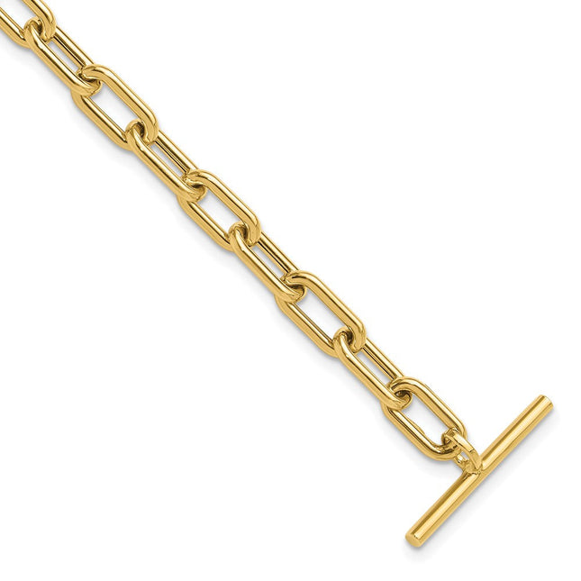 14K Polished Fancy Oval Cable Link 7. Toggle Necklace