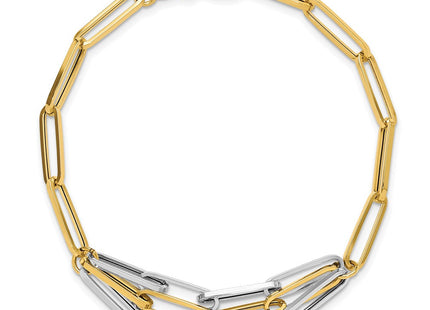 14K Two-tone Polished Fancy Paperclip Link