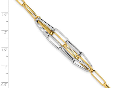 14K Two-tone Polished Fancy Paperclip Link