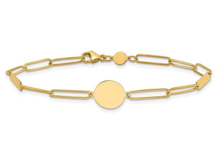 14K Polished Paperclip Link with Circle and Bars 8. Necklace
