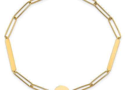 14K Polished Paperclip Link with Circle and Bars 8. Necklace