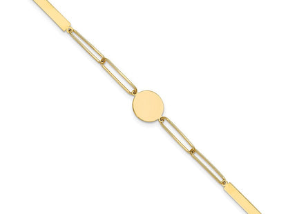 14K Polished Paperclip Link with Circle and Bars 8. Necklace