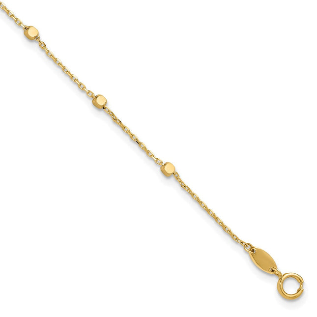 14K Polished Cube Stations, 18 x 1.8mm