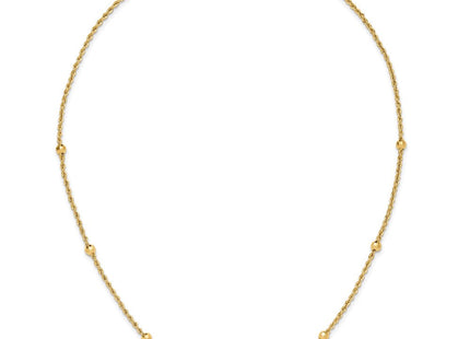 14k Mirror Beads and Diamond-cut Rope Chain 7-Station Necklace (Style SF2976-18)