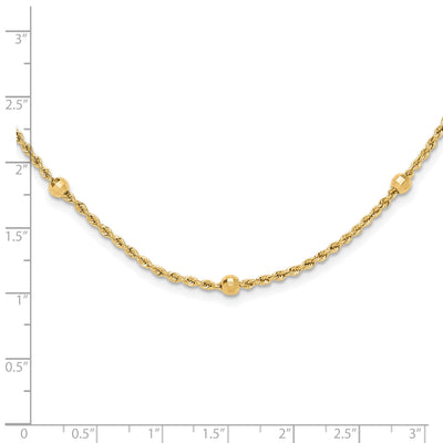 14K Mirror Beads and Diamond-cut Rope Chain 5-Station Necklace