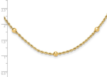 14k Mirror Beads and Diamond-cut Rope Chain 7-Station Necklace (Style SF2976-18)
