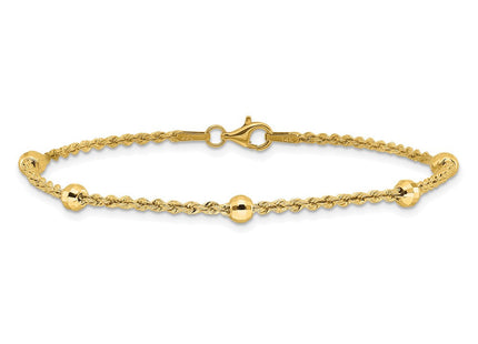 14k Mirror Beads and Diamond-cut Rope Chain 5-Station 7. Necklace