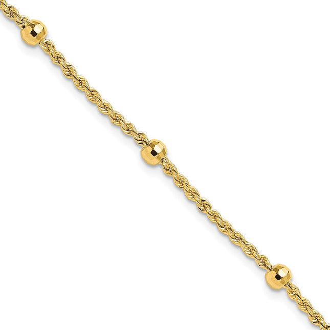 14k Mirror Beads and Diamond-cut Rope Chain 5-Station 7. Necklace