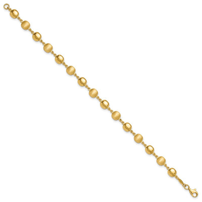 14K Polished and Satin Puffed Circles, 17.75 x 6.1mm
