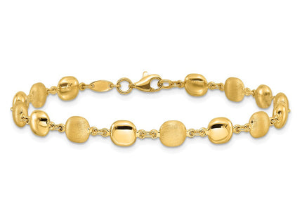 14K Polished and Satin Puffed Circles