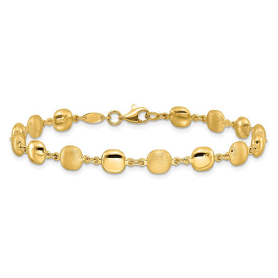 14K Polished and Satin Puffed Circles, 17.75 x 6.1mm