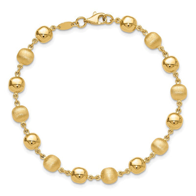 14K Polished and Satin Puffed Circles, 17.75 x 6.1mm