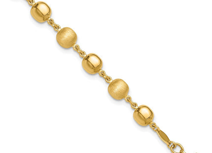 14K Polished and Satin Puffed Circles