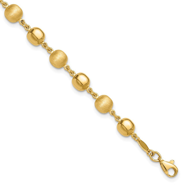 14K Polished and Satin Puffed Circles, 17.75 x 6.1mm