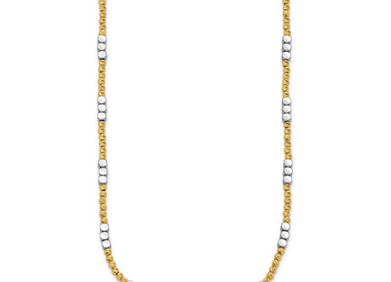14K Two-tone Diamond-cut Round and Square Beaded Necklace (Style SF2986-18)