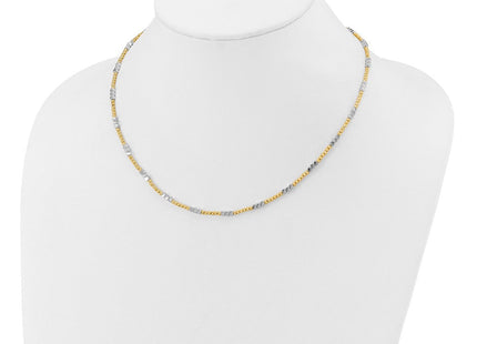 14K Two-tone Diamond-cut Round and Square Beaded Necklace (Style SF2986-18)