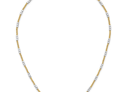 14K Two-tone Diamond-cut Round and Square Beaded Necklace (Style SF2986-18)