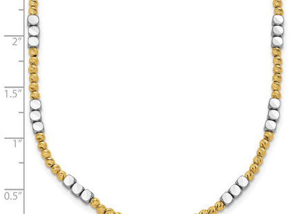 14K Two-tone Diamond-cut Round and Square Beaded Necklace (Style SF2986-18)