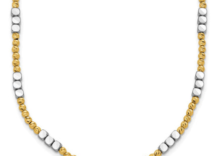 14K Two-tone Diamond-cut Round and Square Beaded Necklace (Style SF2986-18)