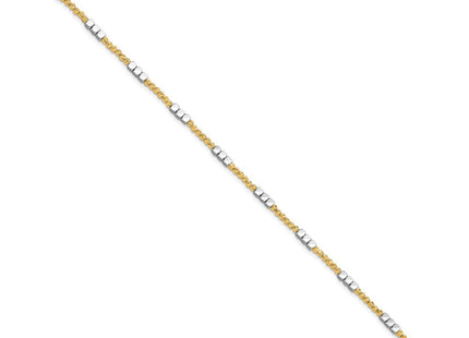 14K Two-tone Diamond-cut Round and Square Beaded 7. Necklace