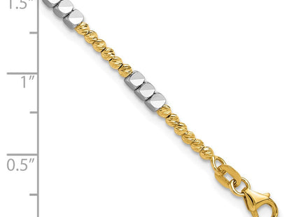 14K Two-tone Diamond-cut Round and Square Beaded 7. Necklace