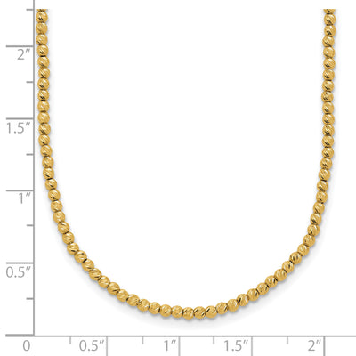 14K Polished and Diamond-cut Round Beaded Necklace