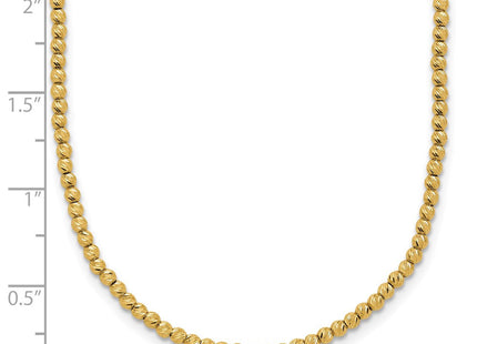 14K Polished and Diamond-cut Round Beaded Necklace (Style SF3023-18)