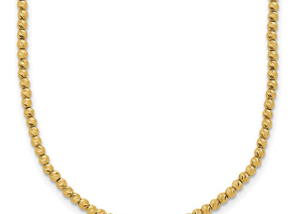 14K Polished and Diamond-cut Round Beaded Necklace (Style SF3023-18)