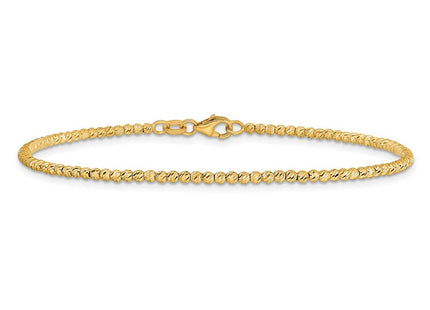 14K Polished and Diamond-cut Round Beaded 7. Necklace