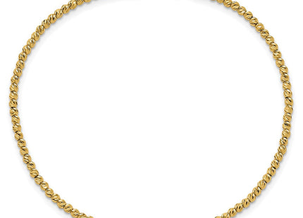 14K Polished and Diamond-cut Round Beaded 7. Necklace