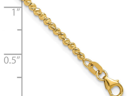 14K Polished and Diamond-cut Round Beaded 7. Necklace
