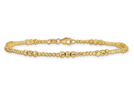 14K Diamond-cut Beaded