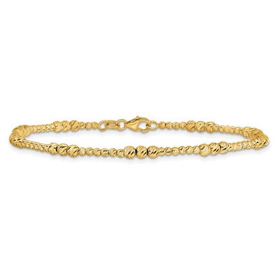 14K Diamond-cut Beaded, 18 x 2.9mm