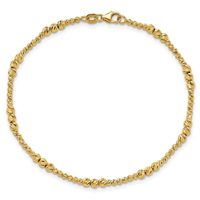 14K Diamond-cut Beaded, 18 x 2.9mm