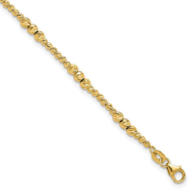 14K Diamond-cut Beaded, 18 x 2.9mm