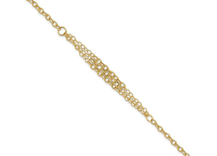 14K Polished and Textured Fancy Cable with 3-Strand Center 7. Necklace Plus 0. Extender