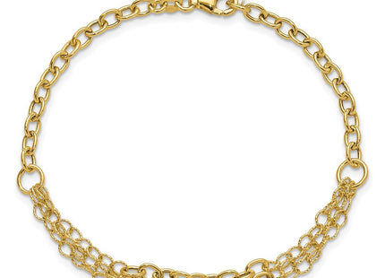 14K Polished and Textured Fancy Cable with 3-Strand Center 7. Necklace Plus 0. Extender