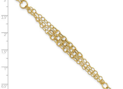 14K Polished and Textured Fancy Cable with 3-Strand Center 7. Necklace Plus 0. Extender