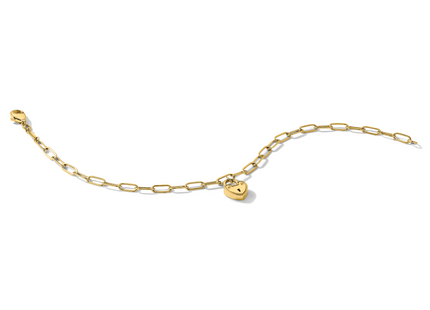 14K Polished Heart Lock Charm Paperclip Link
