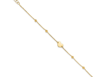 14K Polished Heart and Diamond-cut Beads 6. Necklace Plus Extension