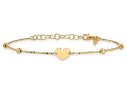 14K Polished Heart and Diamond-cut Beads 6. Necklace Plus Extension