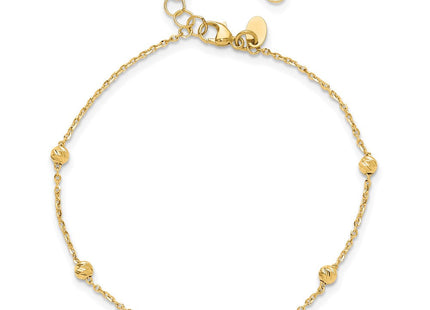 14K Polished Heart and Diamond-cut Beads 6. Necklace Plus Extension