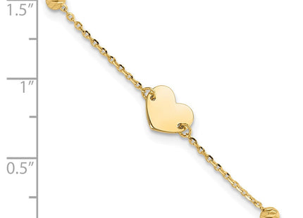 14K Polished Heart and Diamond-cut Beads 6. Necklace Plus Extension