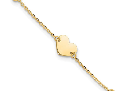 14K Polished Heart and Diamond-cut Beads 6. Necklace Plus Extension