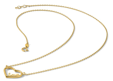 14K Polished Open Heart with LOVE Inside Necklace Plus 0. Extender