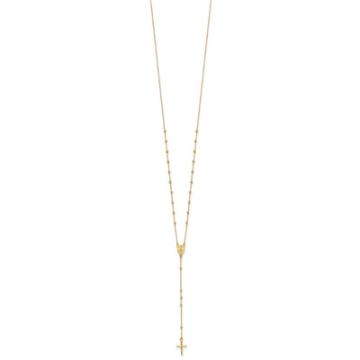 14K Polished Cross and Miraculous Medal Beaded Rosary