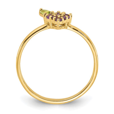 14K Gold Amethyst and Peridot Grape Ring