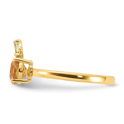 14K Gold Citrine and Peridot Orange Ring